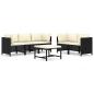 Preview: 6-tlg. Garten-Lounge-Set mit Kissen Poly Rattan Schwarz