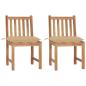 Preview: ARDEBO.de - Gartenstühle 2 Stk. mit Kissen Massivholz Teak