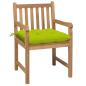 Preview: Gartenst?hle 2 Stk. mit Hellgr?nen Kissen Massivholz Teak