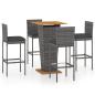 Preview: 5-tlg. Gartenbar-Set mit Kissen Poly Rattan Grau