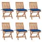 Preview: ARDEBO.de - Klappstühle mit Kissen, 6-teilig, Massivholz Teakholz