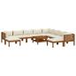 Preview: 11-tlg. Garten-Lounge-Set mit Creme Kissen Massivholz Akazie