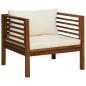 Preview: 7-tlg. Garten-Lounge-Set mit Creme Kissen Massivholz Akazie