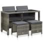 Preview: ARDEBO.de - 5-tlg. Garten-Essgruppe mit Auflagen Poly Rattan Grau