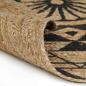 Preview: Teppich Handgefertigt Jute Schwarzer Druck 120 cm