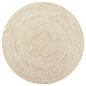 Preview: ARDEBO.de - Teppich Handgefertigt Jute Weiß und Natur 90 cm