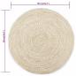 Preview: Teppich Handgefertigt Jute Weiß und Natur 90 cm