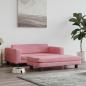 Preview: ARDEBO.de - Hundebett mit Verlängerung Rosa 100x50x30 cm Samt