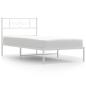 Preview: Metallbett ohne Matratze mit Kopfteil Weiß 75x190 cm