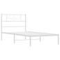 Preview: Metallbett ohne Matratze mit Kopfteil Weiß 75x190 cm