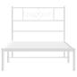 Preview: Metallbett ohne Matratze mit Kopfteil Weiß 75x190 cm