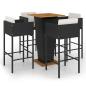 Preview: 5-tlg. Gartenbar-Set mit Kissen Poly Rattan Schwarz