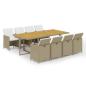 Preview: 9-tlg. Garten-Essgruppe mit Kissen Poly Rattan Beige