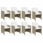 Preview: 9-tlg. Garten-Essgruppe mit Kissen Poly Rattan Beige