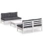Preview: 5-tlg. Garten-Lounge-Set mit Anthrazit Kissen Kiefernholz
