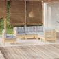 Preview: ARDEBO.de - 5-tlg. Garten-Lounge-Set mit Grauen Kissen Kiefernholz