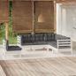 Preview: ARDEBO.de - 5-tlg. Garten-Lounge-Set mit Kissen Weiß Kiefernholz