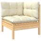 Preview: 7-tlg. Garten-Lounge-Set mit Creme Kissen Kiefernholz