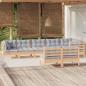 Preview: ARDEBO.de - 8-tlg. Garten-Lounge-Set mit Grauen Kissen Kiefer Massivholz
