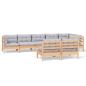 Preview: 8-tlg. Garten-Lounge-Set mit Grauen Kissen Kiefer Massivholz