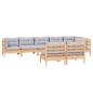 Preview: 8-tlg. Garten-Lounge-Set mit Grauen Kissen Kiefer Massivholz