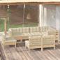 Preview: ARDEBO.de - 8-tlg. Garten-Lounge-Set mit Creme Kissen Massivholz Kiefer