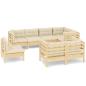 Preview: 8-tlg. Garten-Lounge-Set mit Creme Kissen Massivholz Kiefer