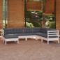 Preview: ARDEBO.de - 7-tlg. Garten-Lounge-Set mit Kissen Weiß Kiefer Massivholz