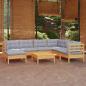 Preview: ARDEBO.de - 8-tlg. Garten-Lounge-Set mit Grauen Kissen Kiefer Massivholz