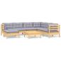 Preview: 8-tlg. Garten-Lounge-Set mit Grauen Kissen Kiefer Massivholz