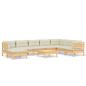 Preview: 9-tlg. Garten-Lounge-Set mit Creme Kissen Massivholz Kiefer