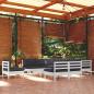 Preview: ARDEBO.de - 11-tlg. Garten-Lounge-Set mit Kissen Weiß Kiefer Massivholz