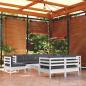 Preview: ARDEBO.de - 10-tlg. Garten-Lounge-Set mit Kissen Weiß Kiefer Massivholz