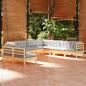 Preview: ARDEBO.de - 9-tlg. Garten-Lounge-Set mit Grauen Kissen Massivholz Kiefer