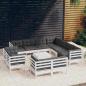 Preview: ARDEBO.de - 12-tlg. Garten-Lounge-Set mit Kissen Weiß Massivholz Kiefer