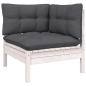 Preview: 12-tlg. Garten-Lounge-Set mit Kissen Weiß Massivholz Kiefer