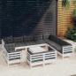 Preview: ARDEBO.de - 13-tlg. Garten-Lounge-Set mit Kissen Weiß Massivholz Kiefer