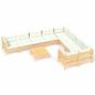 Preview: 10-tlg. Garten-Lounge-Set mit Creme Kissen Kiefernholz