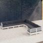 Preview: ARDEBO.de - 10-tlg. Garten-Lounge-Set mit Kissen Weiß Kiefernholz