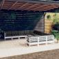 Preview: ARDEBO.de - 11-tlg. Garten-Lounge-Set mit Kissen Weiß Kiefernholz