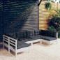 Preview: ARDEBO.de - 6-tlg. Garten-Lounge-Set mit Kissen Weiß Kiefer Massivholz