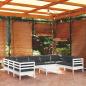 Preview: ARDEBO.de - 10-tlg. Garten-Lounge-Set mit Kissen Weiß Kiefernholz