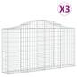 Preview: Gabionen mit Hochbogen 3 Stk. 200x30x100/120cm Verzinktes Eisen
