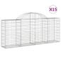 Preview: Gabionen mit Hochbogen 15 Stk. 200x30x80/100cm Verzinktes Eisen