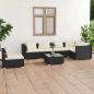 Preview: ARDEBO.de - 7-tlg. Garten-Lounge-Set mit Kissen Poly Rattan Schwarz