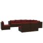 Preview: 9-tlg. Garten-Lounge-Set mit Kissen Poly Rattan Braun