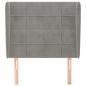 Preview: Kopfteil mit Ohren Hellgrau 83x23x118/128 cm Samt