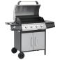 Preview: ARDEBO.de - Gasgrill 4+1 Flammen Schwarz und Silbern Stahl & Edelstahl