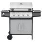 Preview: Gasgrill 4+1 Flammen Schwarz und Silbern Stahl & Edelstahl