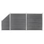 Preview: ARDEBO.de - WPC Zaun-Set 2 Quadrate + 1 Schräge 446x186 cm Grau